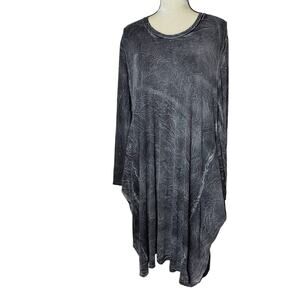 NWT Uma Raquel Davidowicz Grey Acid Wash Lagenlook Drapey Dress